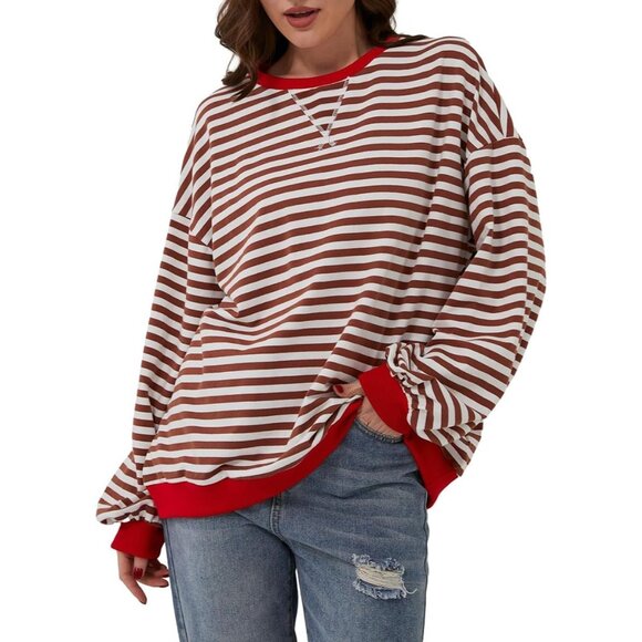 Maroon Red Striped Sweatshirt - Picture 3 of 7